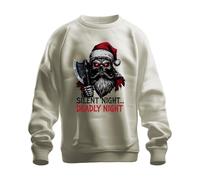 Printera Silent Night Deadly Night Squelette Père Noël Hache Horreur Sweatshirt Pull Unisexe, naturel, 3XL