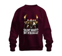 Printera Silent Night Not In Valhalla Viking Guerrier Torche Père Noël drôle Unisexe Sweat-shirt Pull, bordeaux, 3XL