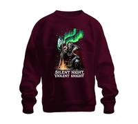 Printera Silent Night Violent Knight Viking Hache Nord Aurore Nordique Noël Sweat-shirt unisexe, bordeaux, XXL
