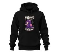 Printera Sweat à capuche amusant avec inscription « Social Battery », Noir , XL
