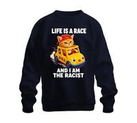 Printera Sweat à capuche Life is A Race and I Am The Statement, bleu marine, S