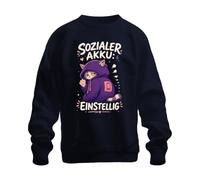 Printera Sweat-shirt amusant chat avec batterie sociale, bleu marine, XL