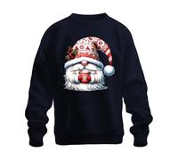 Printera Sweat-shirt de Noël mignon avec chaud chocolat rouge blanc cadeau de fête unisexe, bleu marine, L