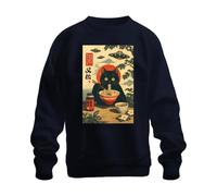 Printera Sweat-shirt japonais Ramen chat nouilles Japon Y2K, bleu marine, M