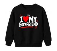 Printera Sweat-shirt pour enfant avec cœur rouge « I Love My Boyfriend » | Sarcasme couple relation amour partenaire anniversaire surprise amoureuse petite amie romantique femme femme déclaration