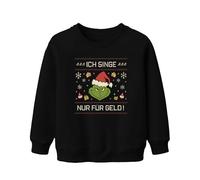 Printera Sweat-shirt pour enfant avec inscription « Ich Singe nur für Geld Grinch » - Pour Noël - Amusant - Karaoké - Chanteur - Unisexe, Noir , 152