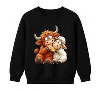 Printera Sweat-shirt pour enfant Motif mouton bovin écossais | biscuits, amis, drôle, vache des Highland, agneau, vache, biscuits, ferme, bande dessinée, bonbons, pâtisserie, bœuf