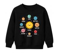 Printera Sweat-shirt pour enfant Motif planètes du système solaire | Espace cosmos galaxie primaire maternelle rentrée scolaire astrophysique Saturne Jupiter Voie lactée