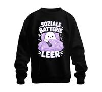 Printera Sweat-shirt vide avec inscription « Social Battery », Noir , L