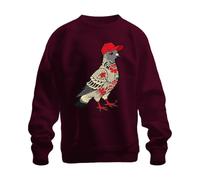 Printera Taube Tattoo Japonais Baseball Cap Oiseau Sweat-shirt Pull, bordeaux, XL
