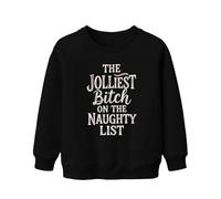 Printera The Jolliest Bitch on The Naughty List Christmas Coquine Drôle Unisexe Enfant Sweat-shirt Pull, Noir , 152