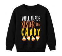 Printera Will Trade Sister for Candy Sweat-shirt pour enfant | Doux ou acide, trick or treat, frère, sœur, frère, bonbons, effrayant, déguisement, citation amusante, automne