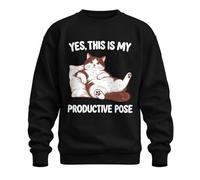 Printera Yes This is My Productive Pose Sweat-shirt chat | Paresseur, chat, détente, propriétaire de chat, animal de compagnie, drôle, humour, détente, sommeil, bureau humour