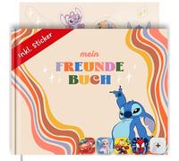 PRINTHOUSE Stitch Livre d'amis pour la maternelle pour filles et garçons avec autocollants - Produit officiel Disney - Livre d'amitié pour maternelle - Livre d'amitié pour fille - Mes amis de la