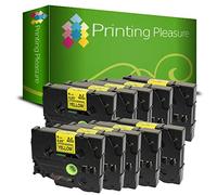 Printing Pleasure 10 x TZe-S611 TZ-S611 Noir sur Jaune Ruban Cassette Compatible pour Brother P-Touch | 6mm x 8m