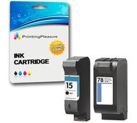 Printing Pleasure 2 Cartouches d'encre compatibles pour HP Deskjet 3810 3820 815c 916c 920c 940c 948c Officejet 5110 PSC 2120 700 720 750 900 950 | Remplacement pour HP 15 (C6615DE) & HP 78 (C6578AE)
