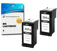 Printing Pleasure 2 Noir Cartouches d'encre compatibles pour HP Photosmart 2570 2573 2575 2605 2610 2710 8050 8450 8750 DeskJet 5740 5940 5950 6540 6840 6940 6980 | Remplacement pour HP 339 (C8767EE)