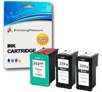 Printing Pleasure 3 Cartouches d'encre compatibles pour HP Photosmart 2570 2575 2605 2610 8050 8750 DeskJet 5740 5940 5950 6540 6840 6940 6980 | Remplacement pour HP 339 (C8767EE) & HP 344 (C9363EE)