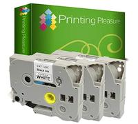 Printing Pleasure 3 x TZe-FX231 TZ-FX231 Noir sur Blanc Ruban Cassette Compatible pour Brother P-Touch | 12mm x 8m | Flexible, Laminé