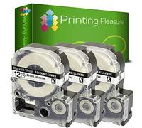 Printing Pleasure 3X AS12KW SS12KW Noir sur Blanc Ruban Cassette Compatible pour Epson LabelWorks LW-300 LW-400 LW-500 LM-700 LW-900P OK200 OK300 OK500P OK720 OK900P KingJim TepraPro | 12mm x 8m