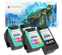 Printing Pleasure 4 Compatibles Cartouches d'encre Remplacement pour HP 339 & HP 344 pour DeskJet 5740 5745 5940 6540 6620 6840 Photosmart 2570 2605 8050 8150 8450 8750 - Noir/Couleur, Grande Capacité