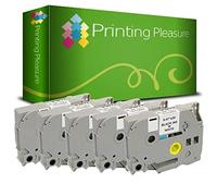 Printing Pleasure 5 x TZe-231 TZ-231 Noir sur Blanc Ruban Cassette Compatible pour Brother P-Touch | 12mm x 8m | Laminé