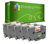 Printing Pleasure 5 x TZe-431 TZ-431 Noir sur Rouge Ruban Cassette Compatible pour Brother P-Touch | 12mm x 8m | Laminé