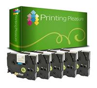 Printing Pleasure 5 x TZe-R234 TZ-R234 Or sur Blanc Cassette de Ruban Textile Compatible pour étiqueteuse Brother P-Touch | 12mm x 4m