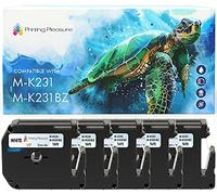Printing Pleasure 5x Compatible P-Touch M K231 Noir sur Blanc (12mm x 8m) Rubans Étiquettes pour Brother P-Touch PT-55, PT-65, PT-70, PT-80, PT-85, PT-90, PT-100, PT-110