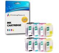 Printing Pleasure 8 Cartouches d'encre compatibles pour HP DesignJet 500, 500e, 500m, 500ds, 500 Plus, 500ps, 500ps Plus, 800, 800ps, 815mfp, 820mfp, cc800ps | Remplacement pour HP 10 & HP 82