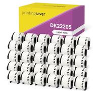 Printing Saver 30 Remplacement Étiquettes Brother DK 22205 Blanches Continues Compatibles avec les Imprimantes d'étiquettes Brother QL-700 710W 500 550 (62 mm x 30,48 m)