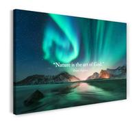 Printistico Impression sur toile (100x70 cm) La nature est l'art de Dieu - photographie de phénomènes naturels avec citation, cadre en bois véritable avec crochet,