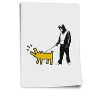 Printistico Poster Banksy Keith Haring - Chien qui aboie, Pop Art Modern Street Art, Impression d'art non encadrée, Murale - A4, A3, A2, A1, A0, XXL