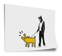 Printistico Poster Banksy Keith Haring - Chien qui aboie, Pop Art Modern Street Art, Impression d'art non encadrée, Murale - A4, A3, A2, A1, A0, XXL