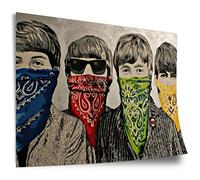 Printistico Poster en coton Banksy: Portrait des Beatles avec la bouche couverte par un foulard Street Art Graffiti, impression d'art non encadrée, murale - A4, A3, A2, A1, A0, XXL
