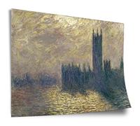 Printistico Poster en coton Claude Monet: Les Chambres du Parlement à Londres, impression murale sans cadre - A4, A3, A2, A1, A0, XXL - Salon, chambre, cuisine, décoration