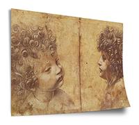 Printistico Poster en coton Léonard de Vinci: Têtes de deux enfants, Impression d'art non encadrée, Peinture murale - A4, A3, A2, A1, A0, XXL - Salon, Chambre, Cuisine, Décoration