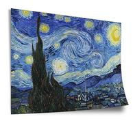 Printistico Poster en coton Vincent van Gogh: La nuit étoilée (1889), impression d'art sans cadre, image murale - A4, A3, A2, A1, A0, XXL - Salon, Chambre, Cuisine, Décoration