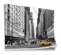 Printistico Poster Taxi Jaune à New York, USA, Noir et Blanc, Noir et Blanc, Photographie, Impression d'art sans cadre, Murale - A4, A3, A2, A1, A0, XXL - Salon, Chambre, Cuisine, Décoration