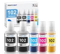 PRINTORBIT 102 Encre Compatible pour ET-2850 ET-3850 ET-4850 ET-2750 ET-3750 ET-4750 ET-15000 ET-2851 ET-4856 ET-2856 ET-2751,Cartouche Encre 102 Multipack (5 Paquets)