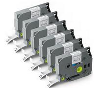 PRINTORBIT 6x Compatible Tze-231 pour Brother P-touch Tapes 12mm TZe231 Tz 231 Tzc231 Ruban Laminé Noir sur Blanc pour P-Touch PT-H100lb PT-1010 PT-D200 PT-D210 PT-E110 PT-H100 PT-H108 PT-H105 PT-1000