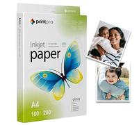 PrintPro Papier photo A4 brillant et blanc - Idéal pour les imprimantes à jet d'encre - Papier photo A4 brillant - Résistant à l'eau et à sec - 200g/m² A4-100 feuilles