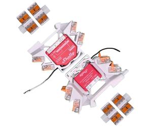 Printtastisch - Support de rail DIN compatible pour Shelly Relais, 1 Mini Gen3, 1PM, 1PM Mini Gen3, 2PM, 2.5, RGBW2, PM, Plus i4 DC, variateur 2, rail DIN, insert Wago, 2 pièces + extension