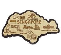 Printtoo Aimant de refrigerateur de Carte de Singapour de a Grave des Cadeaux en Bois de Cadeau de Souvenir Grave