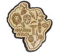 Printtoo Amazing Africa Carte Gravee en Bois Aimant Refrigerateur Souvenir Cadeau Collectibles