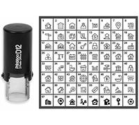 Printtoo Personalized Immobilier Thème Icons ronde Rubber Stamp auto Encrage Stamper 12 mm-Noir