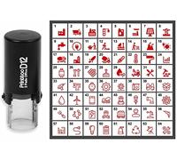 Printtoo Personalized Industrie Thème Icons ronde Rubber Stamp auto Encrage Stamper 12 mm-Rouge