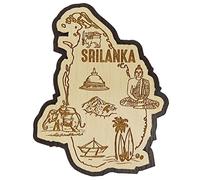 Printtoo Souvenirs de Cadeau de Souvenir de Carte de Sri Lanka Aimant en Bois Grave de refrigerateur