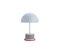 PrintWorks Riviera Lampe de table sans fil bleu clair avec bandes noires et blanches, hauteur : 28 cm, variateur tactile à 3 niveaux, lumière LED chaude, port USB-C