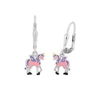Prinzessin Lillifee Boucles d'oreilles 925 en argent sterling pour enfants, 2,4 cm, violet, licorne, Livré dans une boîte cadeau, 2013152